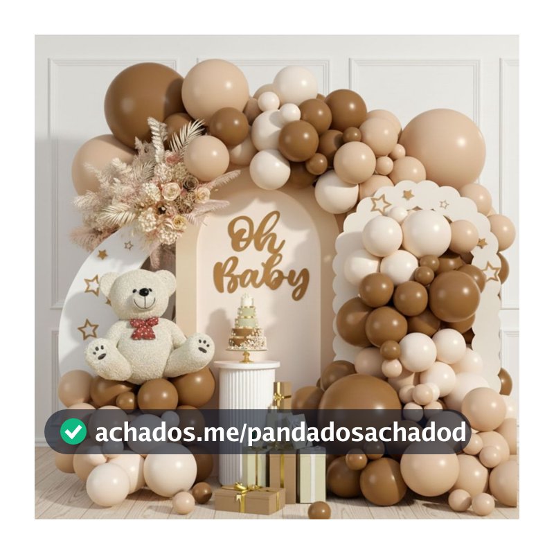 Kit 140 Balões Areia Decoração Festa Aniversario Marrom Bexiga Bege Arco Desconstruído + Fita