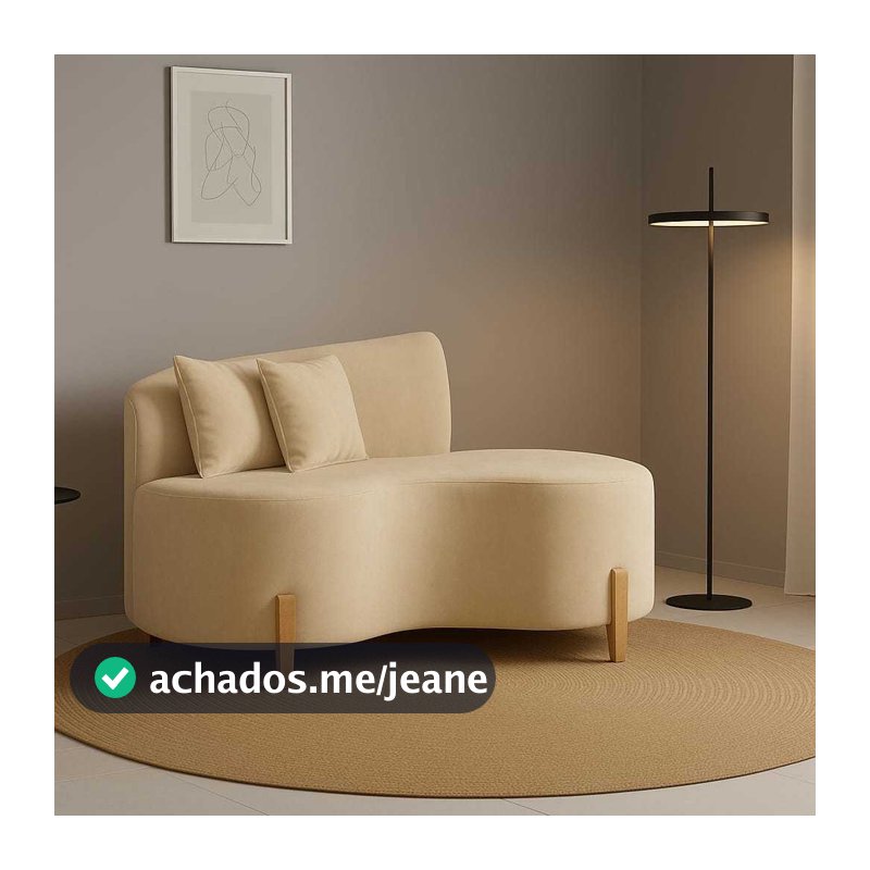 Sofá Orgânico Namoradeira Curvo Visammer Com Tecido Veludo Decorativo C/02 Almofadas Com Espumas D26