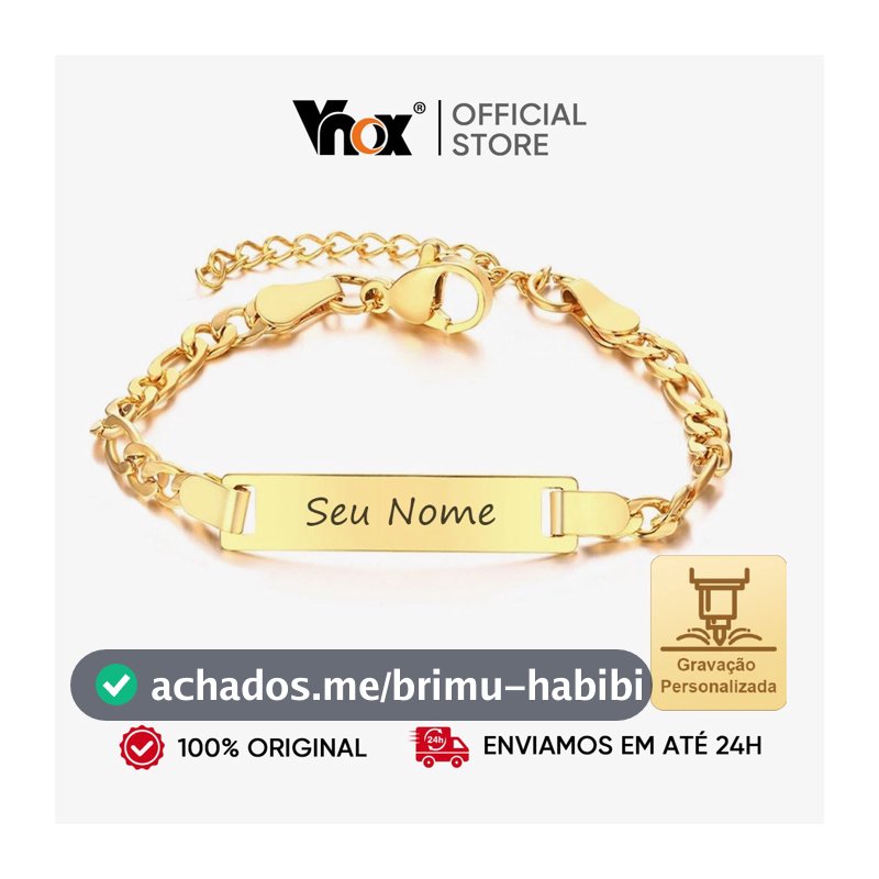 Vnox Pulseira Personalizada De Aço Inoxidável Banhado A Ouro De Jóias PersonalizadasGarota Menino Aniversário Presente