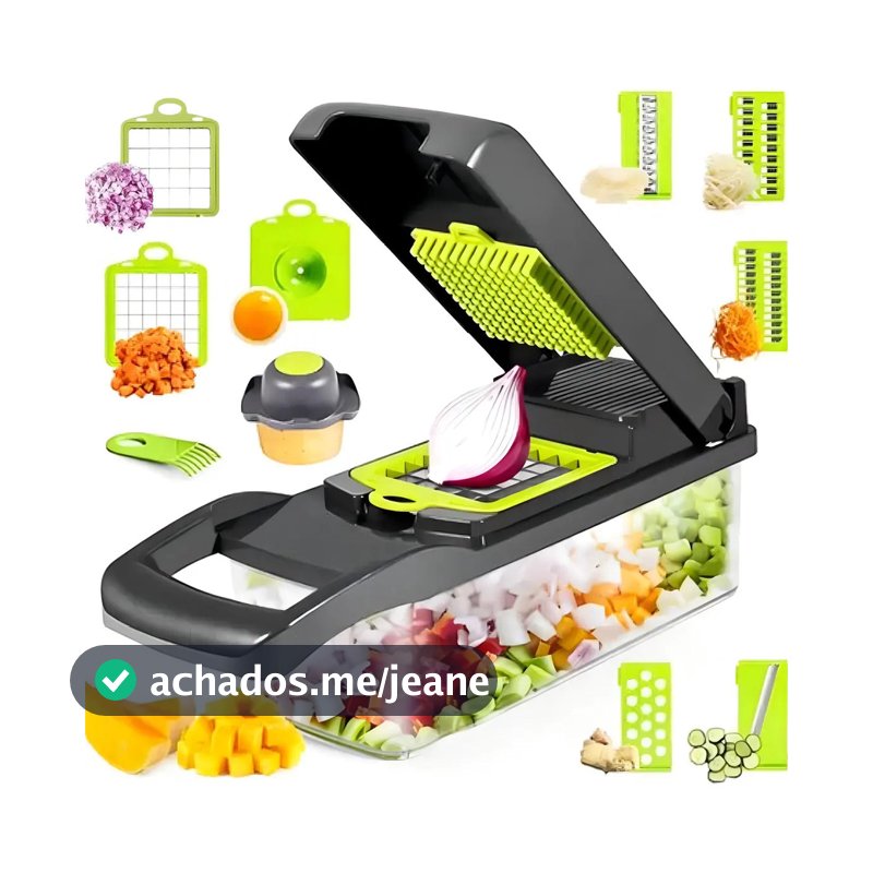 Cortador de Legumes 16 em 1 Multifuncional Fatiador Ralador Mandoline Cozinha Aço Inox