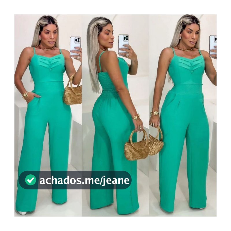 Macacão feminino longo pantalona com elastex nas costas