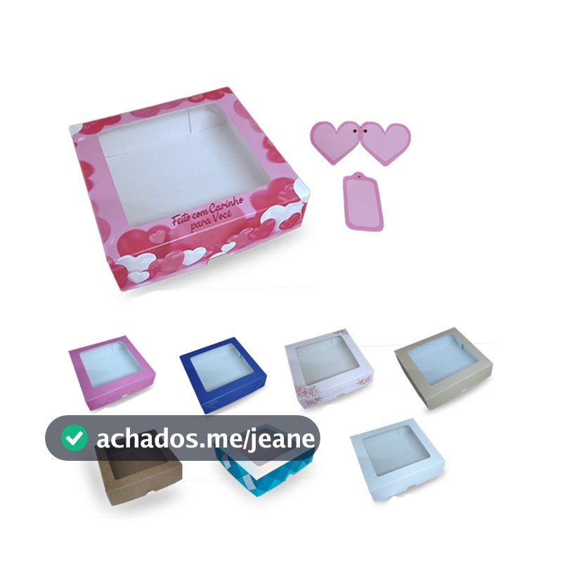 Caixa de Presente com Visor + Tags | Kits | Cosméticos | Perfumes | Lembrancinhas |15x15x4cm