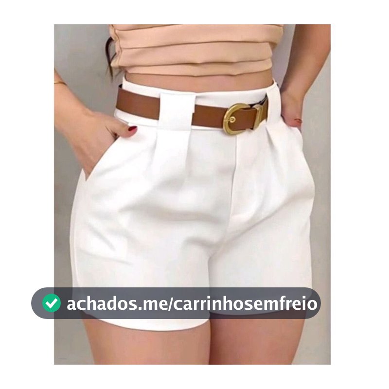 Short Feminino Social Com CINTO e BOLSOS Cintura Alta PROMOÇÃO P ao GG
