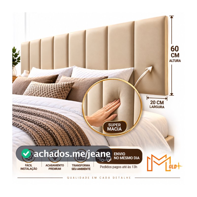 Kit Até 12 Peças Cabeceira Modular Estofada 60x20cm Adesiva Cama Box Solteiro Casal Queen King Envio Full