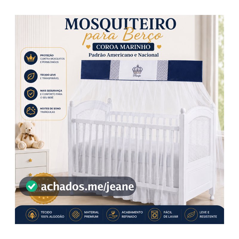 Mosquiteiro Para Berço Avulso Coroa Marinho  Padrão Americano e Nacional