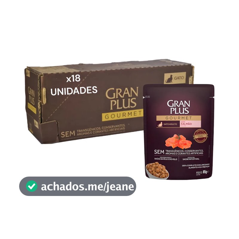 Ração Úmida Sachê GranPlus Gourmet Gatos Display 18 unidades de 85g cada