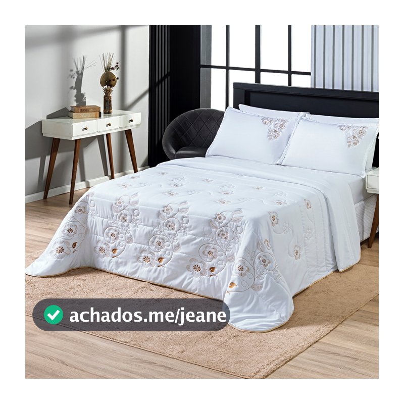 Cobre Leito Colcha London Bordado Dupla Face Casal Padrão 3 Peças