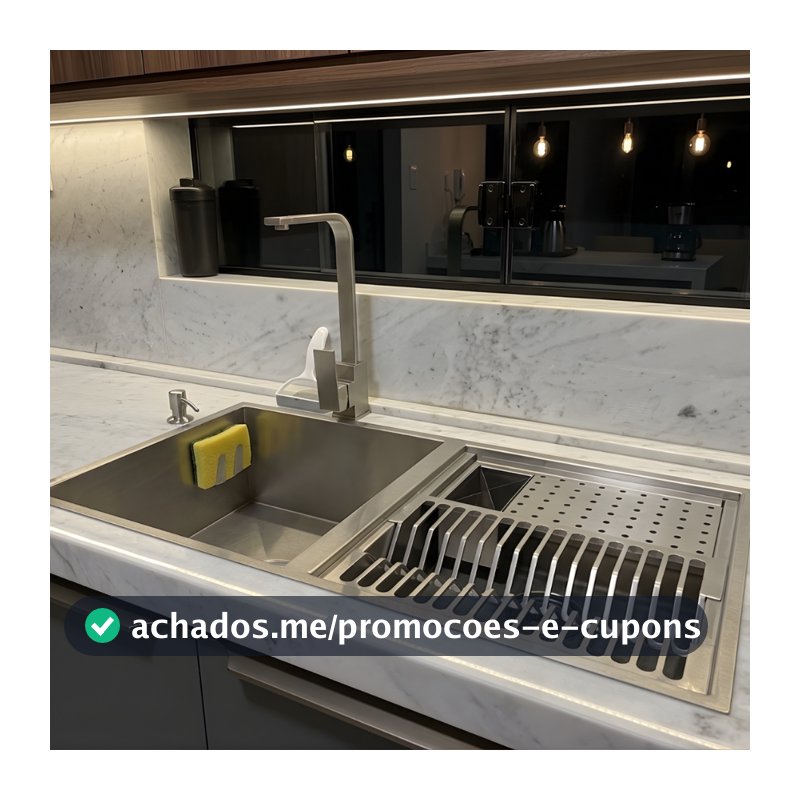 Cuba com Calha Gourmet Integrada 44x84 Bancada Cozinha Ecosul Metais