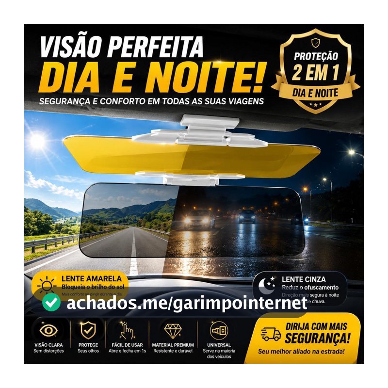 Óculos de proteção para pára-sol com clip elástico reforçado que não cai em estradas irregulares
