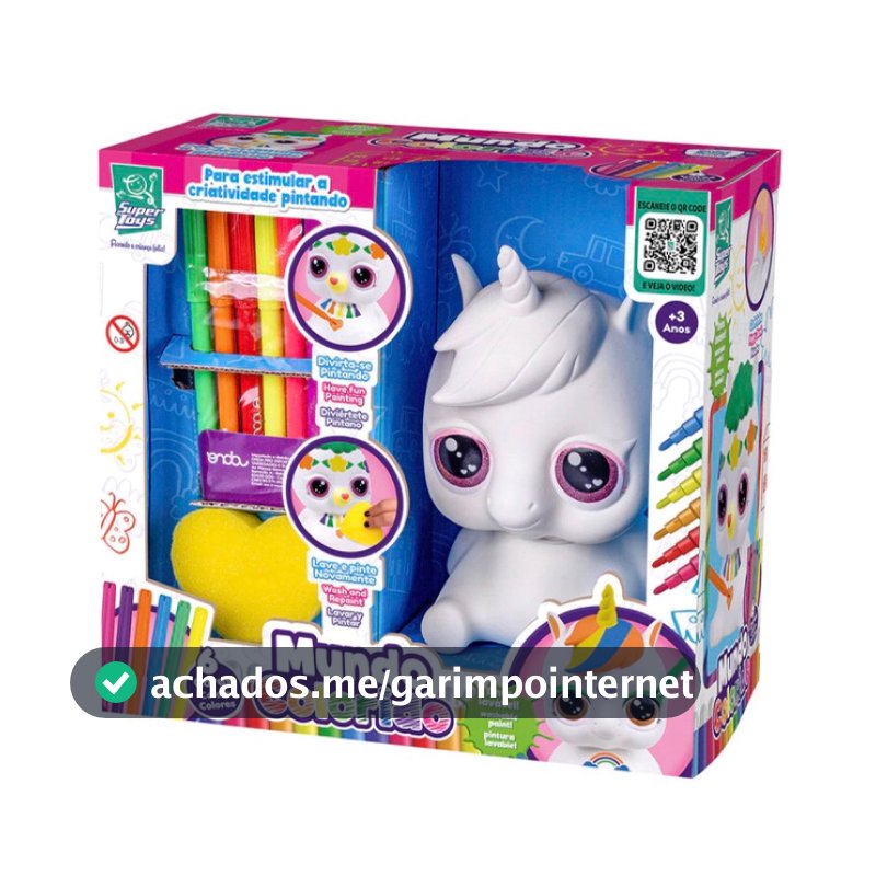Brinquedo  Mundo Colorido Unicórnio Para Pintar Colorir com Canetinhas
