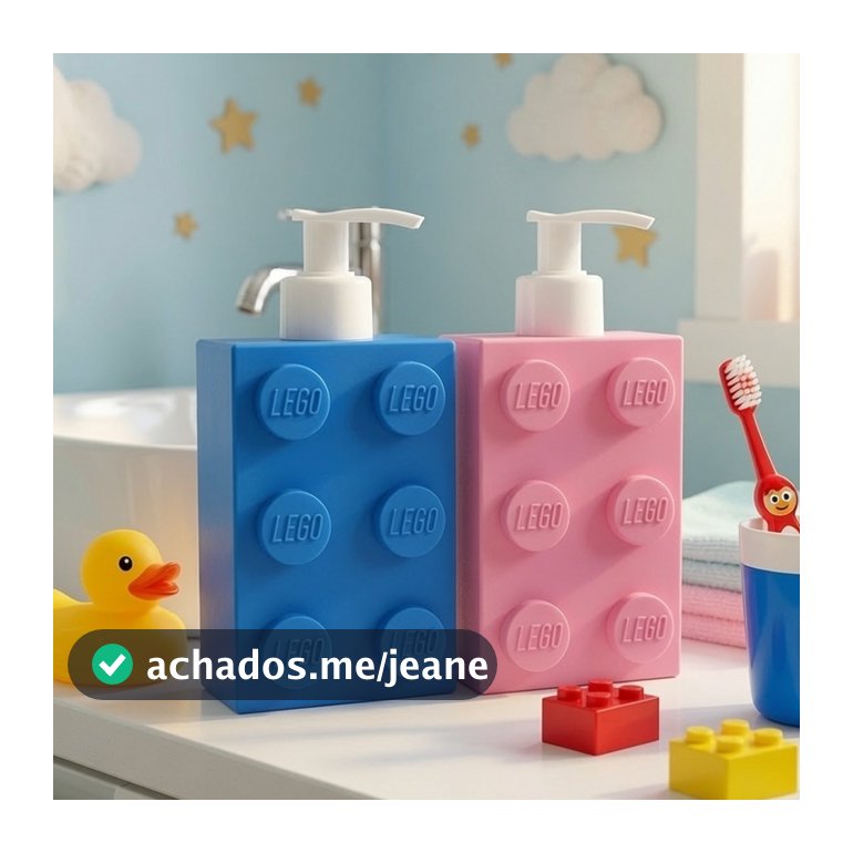 Dispensador de Sabão Líquido Estilo Lego Criativo | Porta Sabonete Banheiro Cozinha Decoração Divertida Resistente