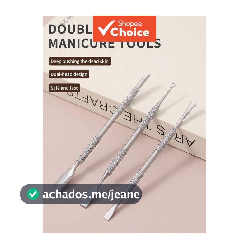 Conjunto de 3 peças de empurrador de cutícula de aço russo, ferramenta profissional para cuidados com as unhas,