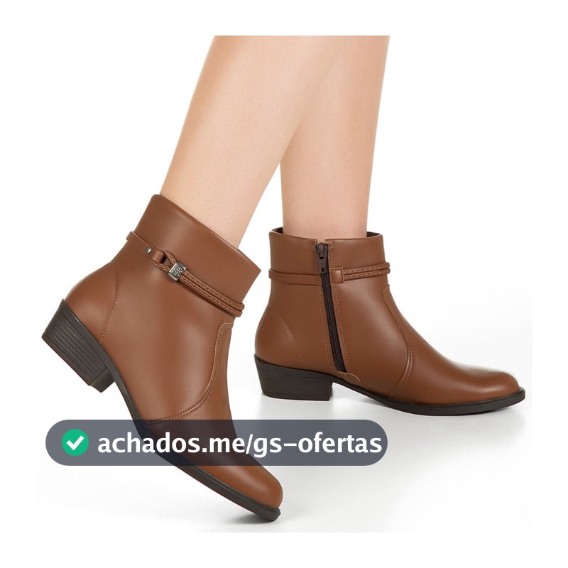 Bota GiGiL Cano Curto Zíper Salto Baixo Bico Redondo Casual Tira Metal Confortável Elegante Clássico