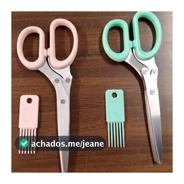 Tesoura 3 Lâminas de Picar Alimentos + Escova de Limpeza 2 peças