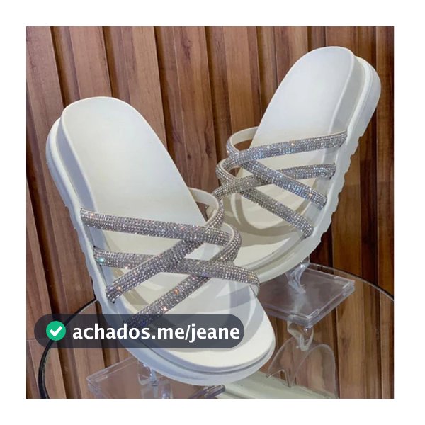 Sandalia Feminina Rasteira Papete Luxo Strass Casual