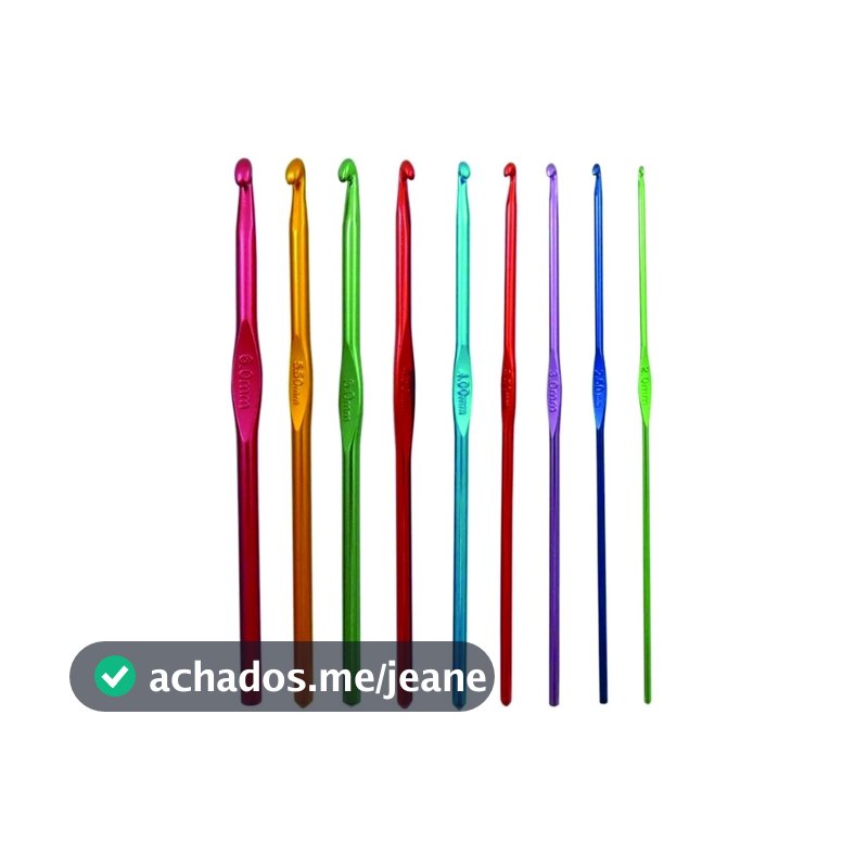Kit 9 Agulhas de Crochê em Alumínio Tamanhos 2 a 6 mm