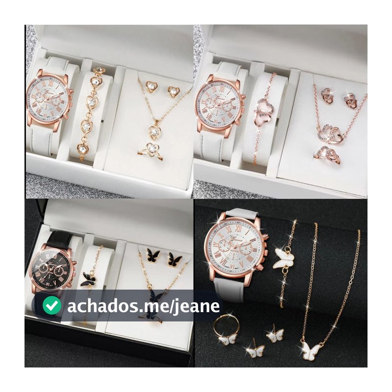Conjunto de relógio e joias,  Kit's  podem   conter  colar, pulseira, brincos e anel(NÃO ACOMPANHA CAIXA)