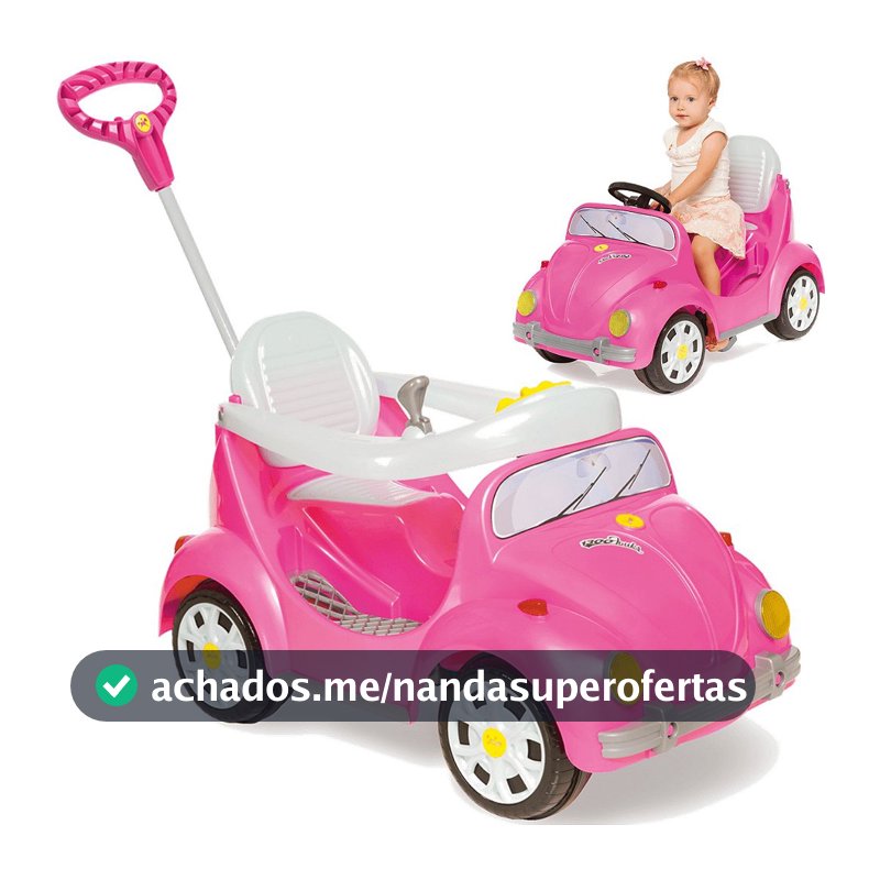 Carrinho de Passeio e Pedal para Bebe Calesita Fouks Rosa 30kg