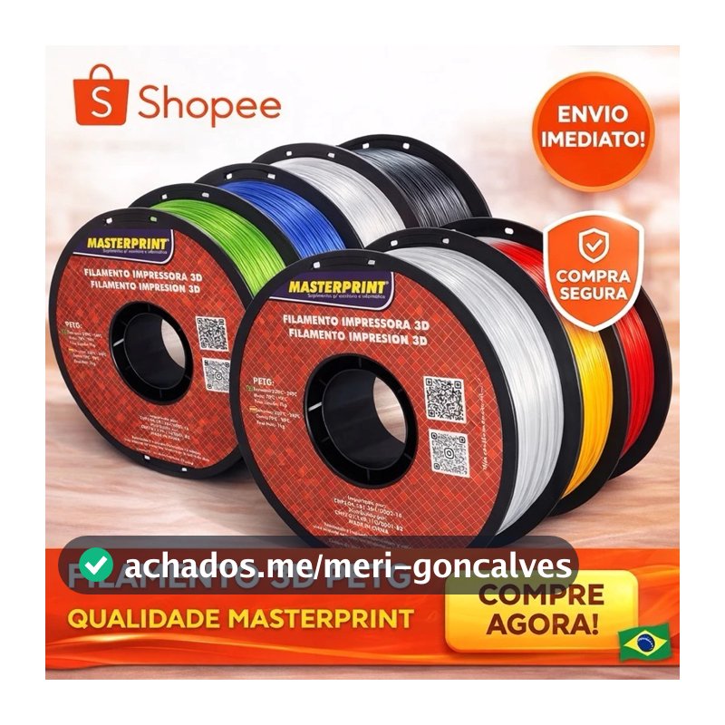 Filamento PETG 1kg 1,75mm MASTERPRINT para Impressora 3D – Alta Resistência, Brilho e Diversas Cores