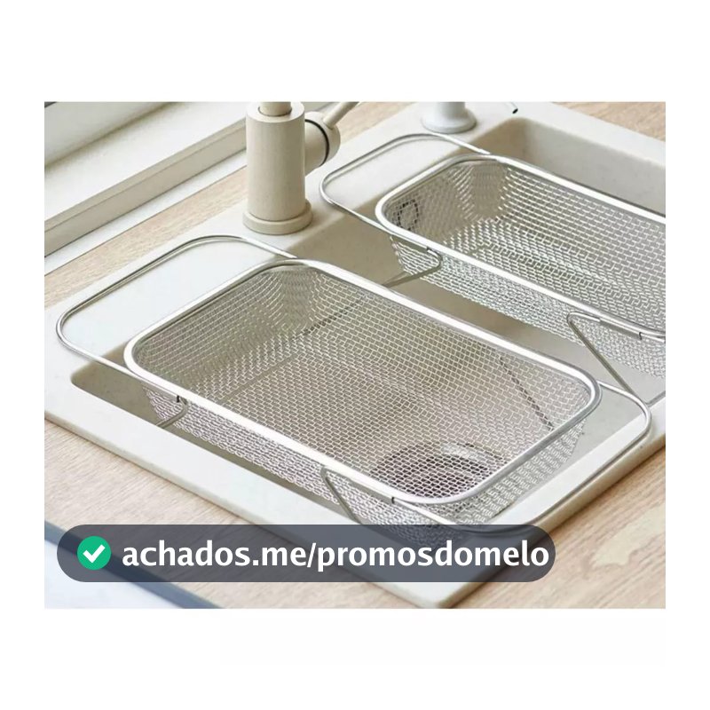 Escorredor de pia inox peneira Alça retrátil fruteira alimentos