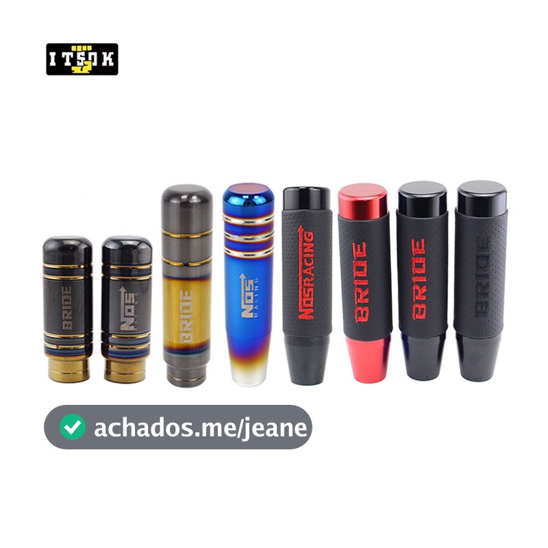 【 ITSOK 】BRIDE Manípulo De Mudança De Marcha NOS Universal JDM 9cm 13cm Couro Alumínio Aço Inoxidável Alavanca Titânio