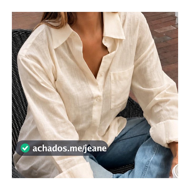 Camisa de feminina tecido linho  manga longa classico basico e versatil Leve, Solta e Casual