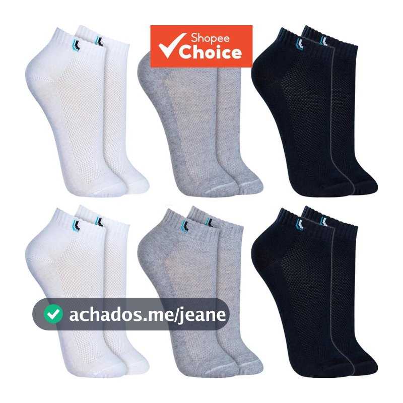 Kit de 6 Pares de Meias Cano Baixo Lupo – Meia Original de Algodão Unissex para Homens e Mulheres