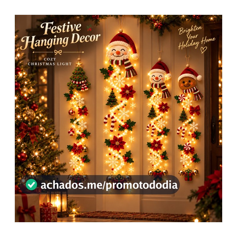 Cabide De Porta De Natal LED Iluminado Guirlanda Pendurado Ornamento Decoração De Casa De Férias Luzes Quentes