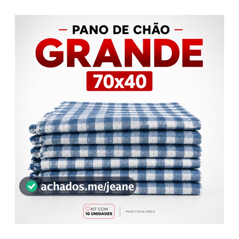 Kit 10 Pano de chão xadrez Extra Grande pano de limpeza 70x40