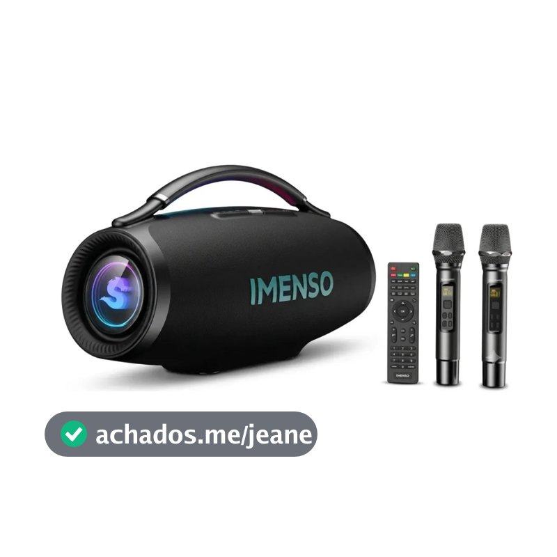 Caixa De Som Imenso X69A 500w RMS 45000mAh RGB IPX6 2 Microfones Controle Boombox