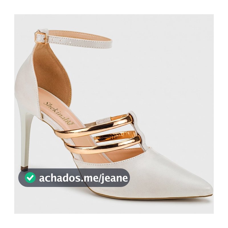 Sapato Scarpin Shekinah Salto Fino Stilleto Tiras Metalizadas Confortável Moda