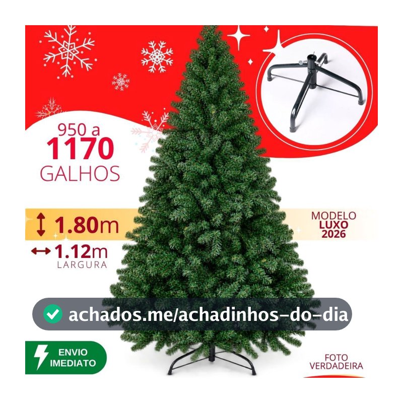 Árvore de Natal 1.80 cm 1170 Galhos a 950 Super Cheia Grande Luxo Decoração de Natal 2026