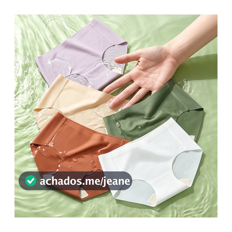 Calcinha Feminina seda gelada sem costura invisível para vestido justo, anti-enrolamento, respirável uso diário