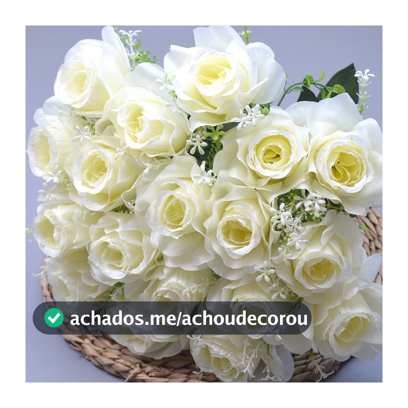 Nova Buque C/18 Rosas Artificiais, Buquê de Flores para Decoração de Casa, Sala, Casamento e Festas