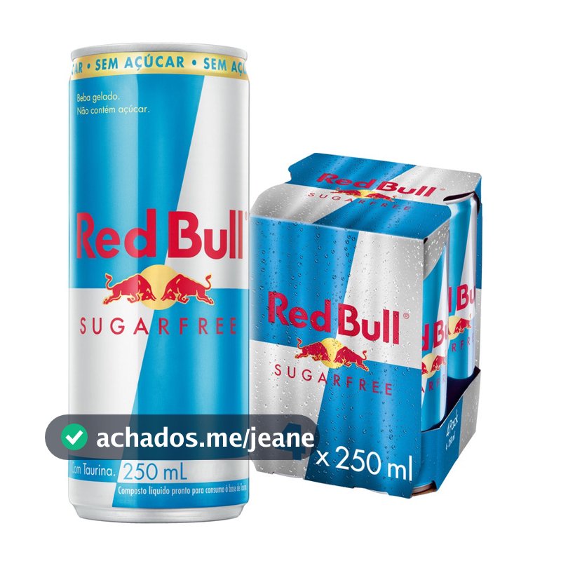 Pack de 4 latas Red Bull Energético, Sugar Free, Sem Açúcar, 250 ml