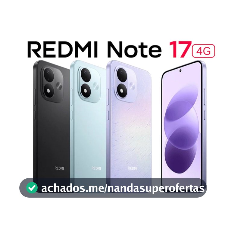 Celular Xiaomi Redmi Note 17 4G, Tela AMOLED 6.99", Bateria 7700 mAh, Câmera 50MP, Versão Global Original