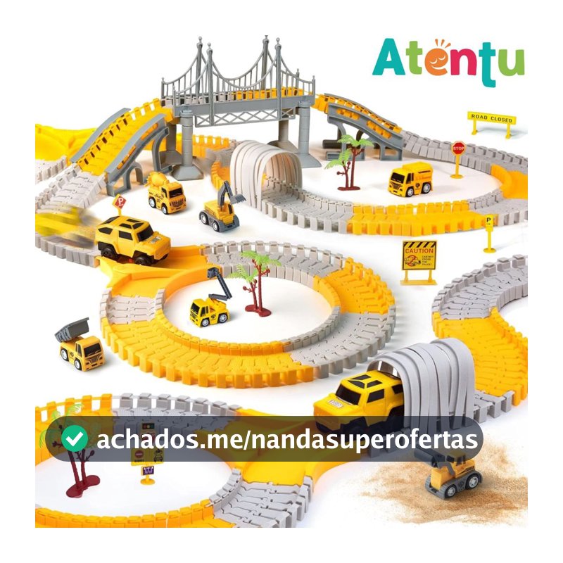 Pista de Carrinhos Construção com 98, 180 e 345 Peças Brinquedo Infantil com Carrinho