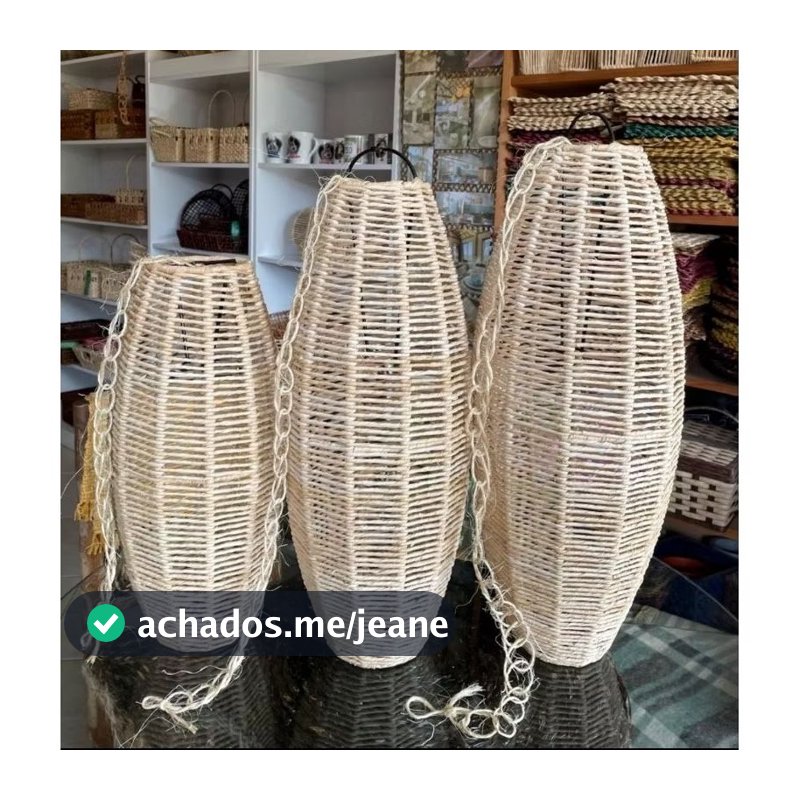 Pendente lustre de Palha de Milho BALA casa sala quarto ACOMPANHA KIT INSTALAÇÃO