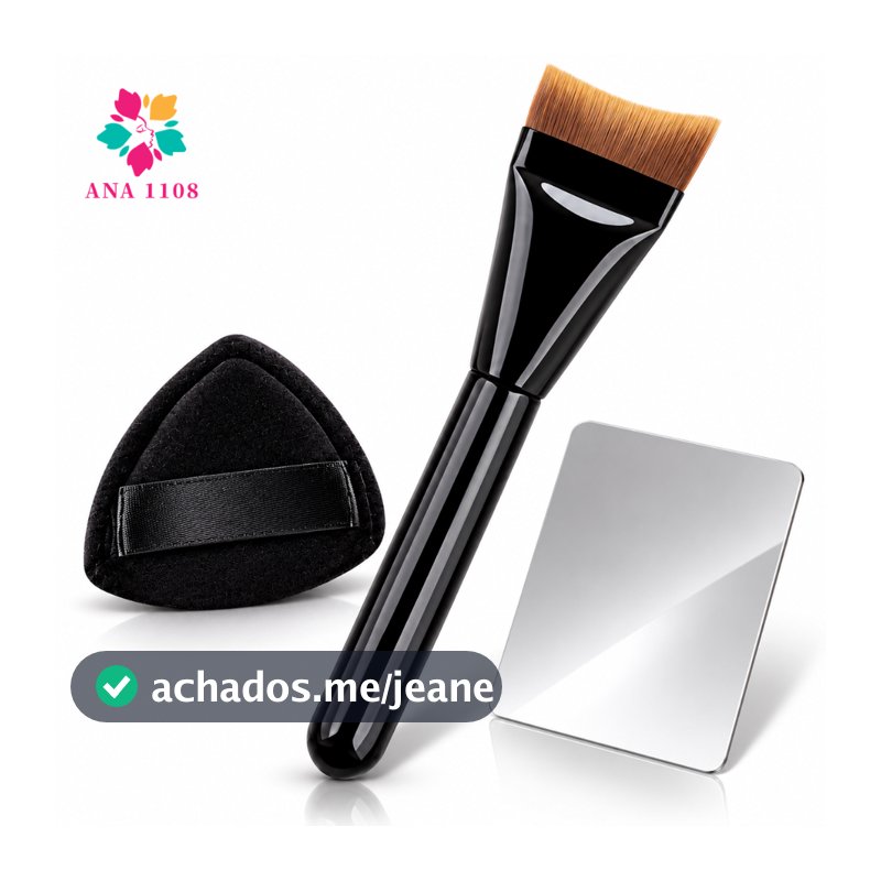ANA1108 Kit Maquiagem Profissional com Pincéis Esponja e Paleta Inox Adequado para base e corretivo