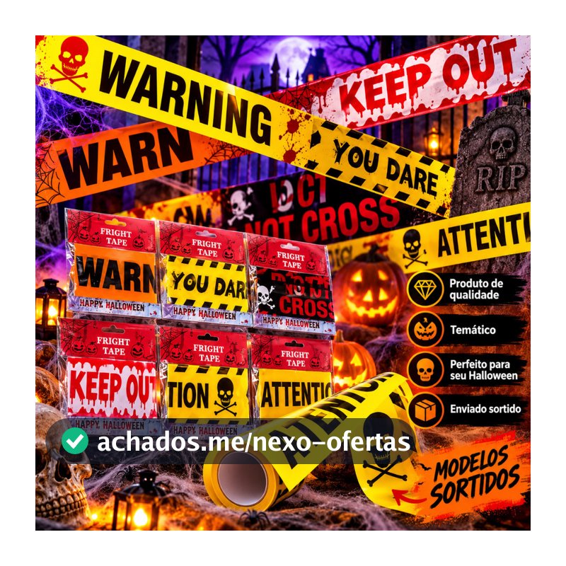 Fita Isolamento De Crime Sortida Faixa Segurança Decoração Halloween e Festas