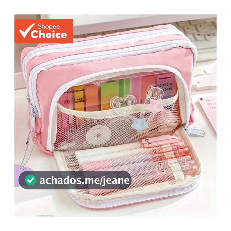 Estojo Kawaii Para Lápis Grande Capacidade Com Porta-Caneta Fofo Estudantes De Volta Às Aulas Papelaria Coreana