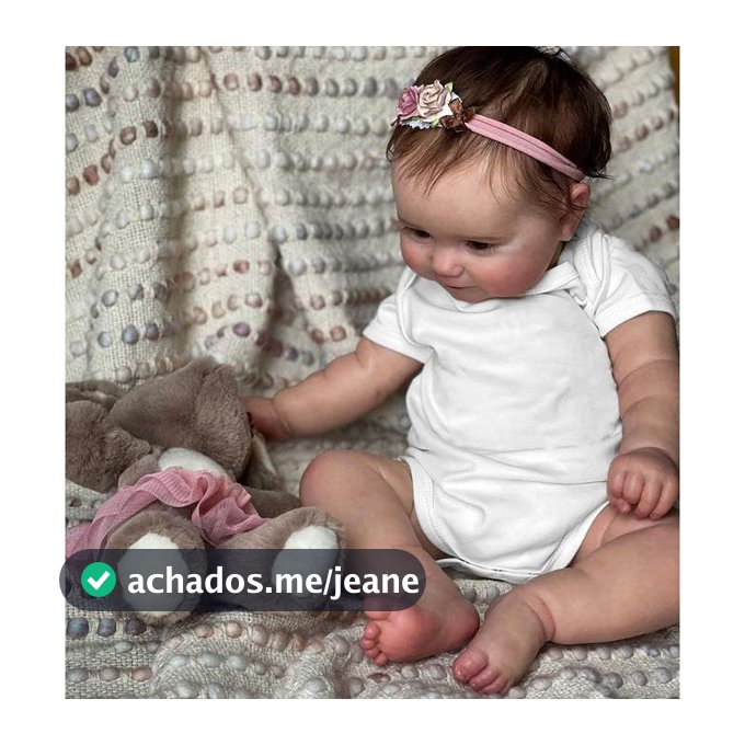 Bebê Reborn Silicone 48cm Menina Realista Olhos Castanhos Maddie com Acessórios Pode dar Banho
