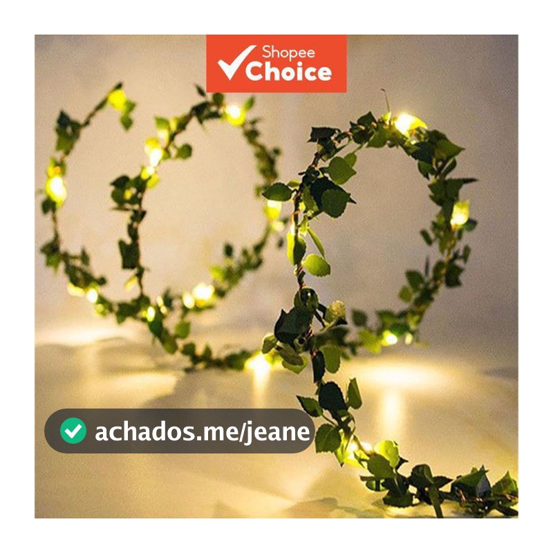Guirlanda de Folhas Luzes de Fada Led Fio de Cobre Bateria para Decoração de Casamentos, Natal, Festa na Floresta