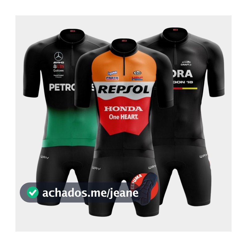 Conjunto de Ciclismo Masculino Camisa Pro Várias Estampas e Bermuda Acolchoada Espuma Way Bike