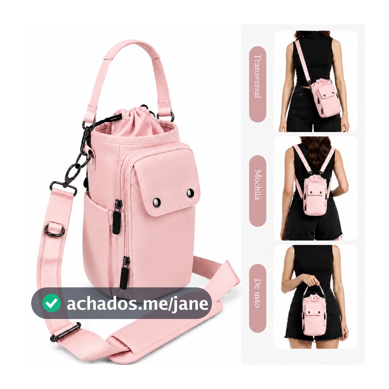 Bolsa Para Garrafa Vira Mochila 5 Bolsos 40oz Impermeável Alça Ajustável Com Mosquetão Uso Nas Costas E Transversal