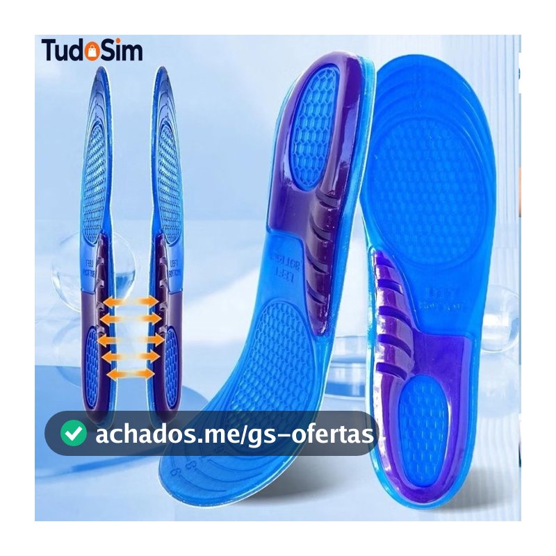 Par De Palmilha Ortopédica Gel de Silicone para Dores nos Pés Anti Impacto para Sapato