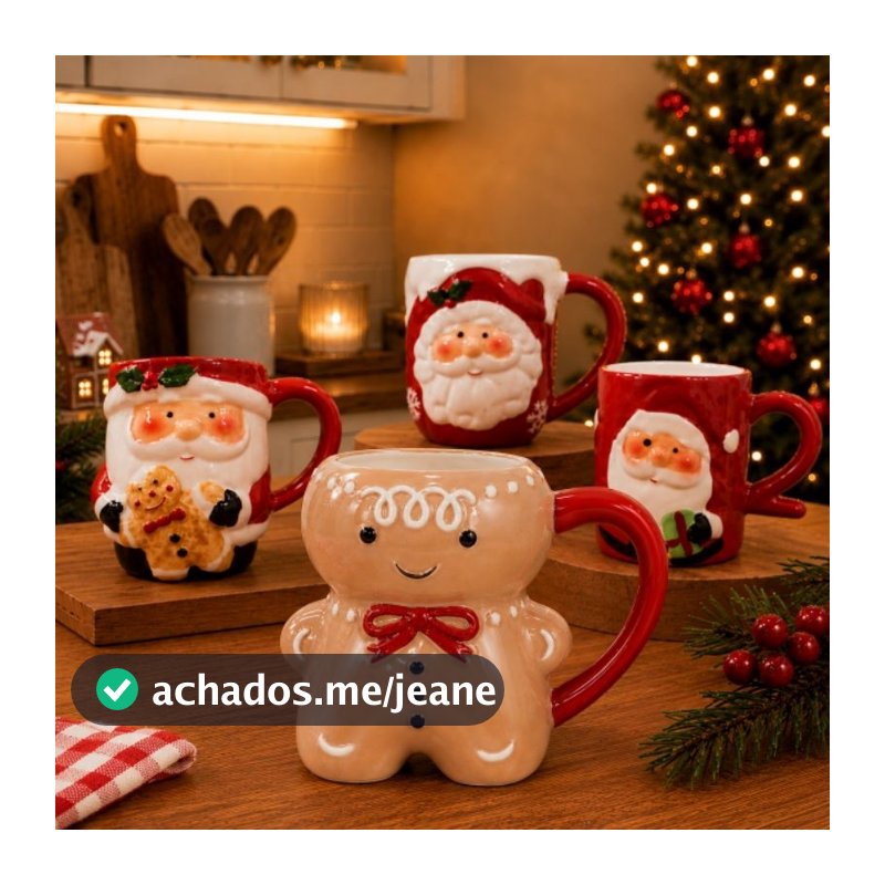 Decoração de Natal Ginger Xícara Papai Noel Coleção Natal 2026 Diversos Modelos Cantinho do Café