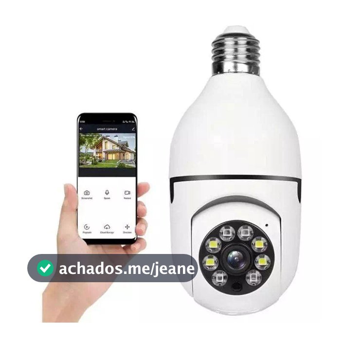 Câmera Segurança Wifi Ip Sem Fio 360 Com Encaixe Lâmpada Bocal Aplicativo Full HD Visão - Bivolt