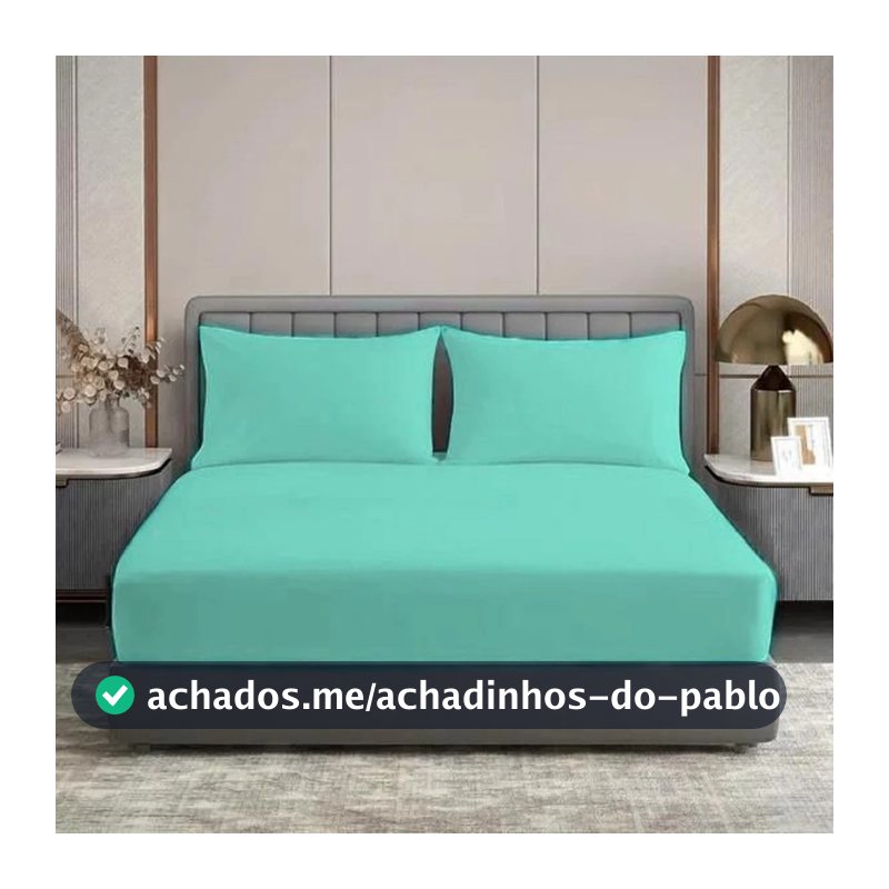 Kit Jogo Lençol forro De Cama casal Padrão 3 Peças Lisos slin Com Elástico 200 fios Oferta