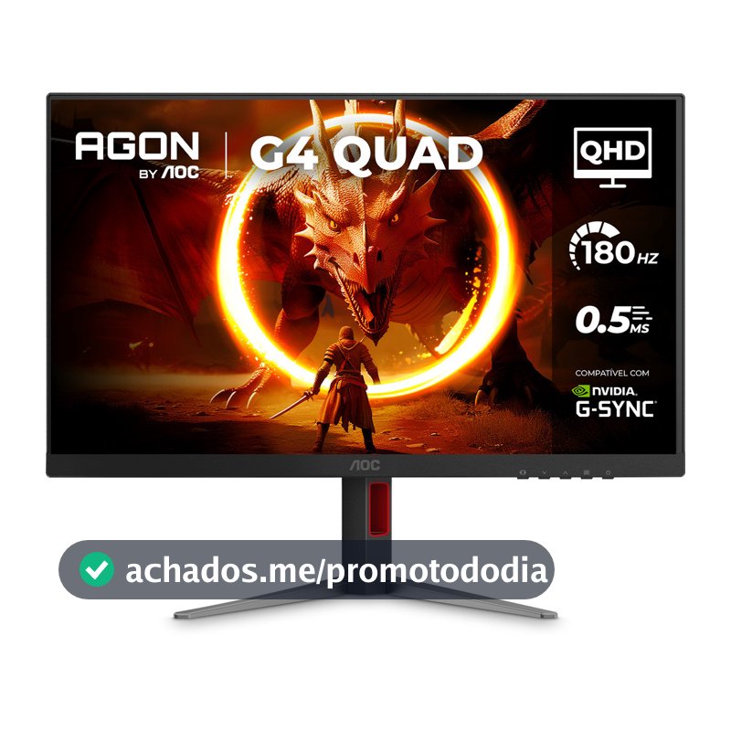 Monitor Gamer AOC AGON QUAD 27" QHD 180Hz 0,5ms IPS HDR10 Base Ajustável Q27G4F